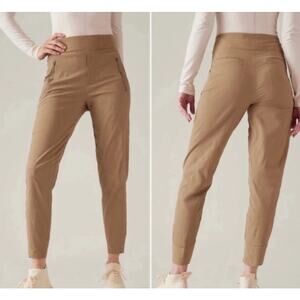 Athleta Trekkie North Jogger Pant Zip Pocket High Rise Brown Ankle Women Size 14